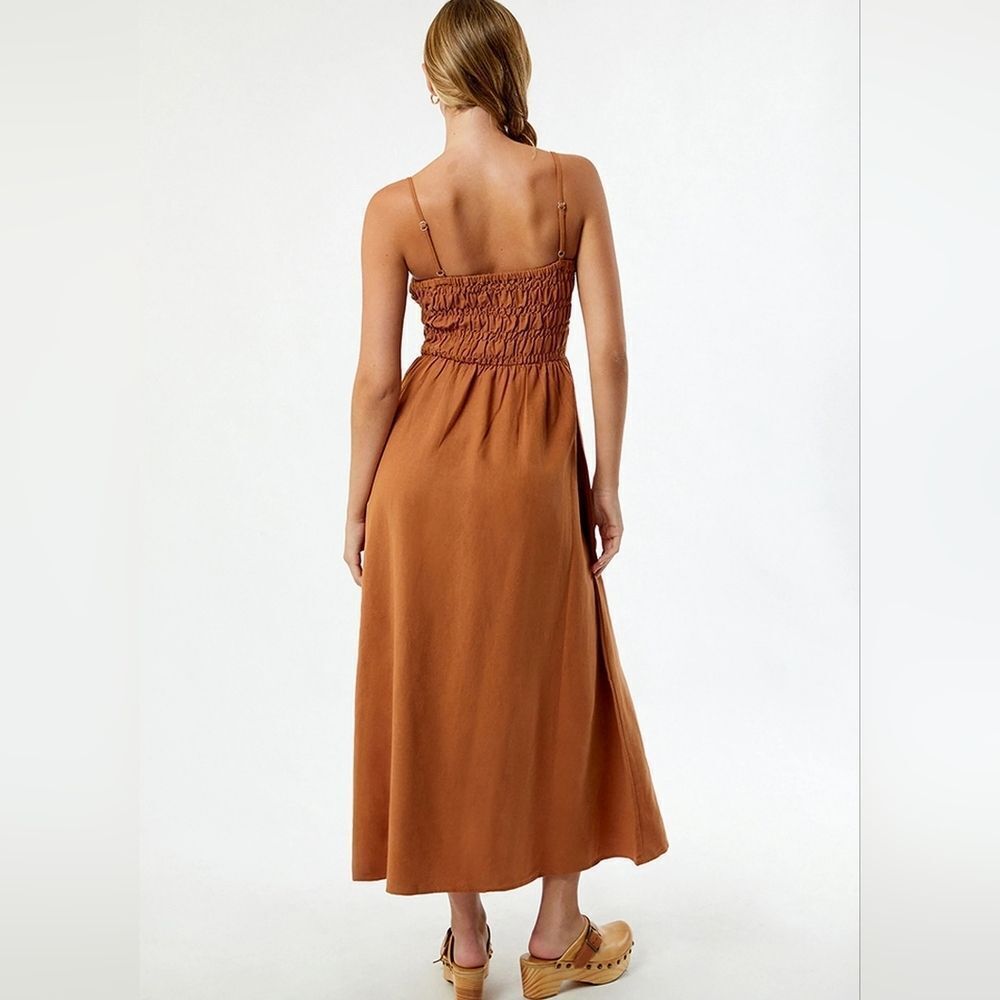 Rhythm Rust Smocked Strap Midi in Burnt Orange - Picture 4 of 13